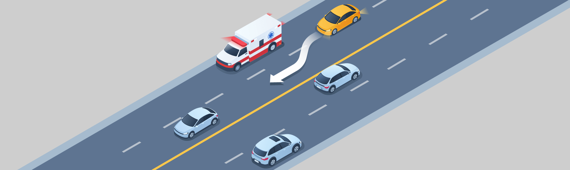 Driving Test Canada - Car Dealing with particular situations - What should you do when approaching an emergency vehicle stopped with its red or blue lights flashing in the same direction you are traveling?